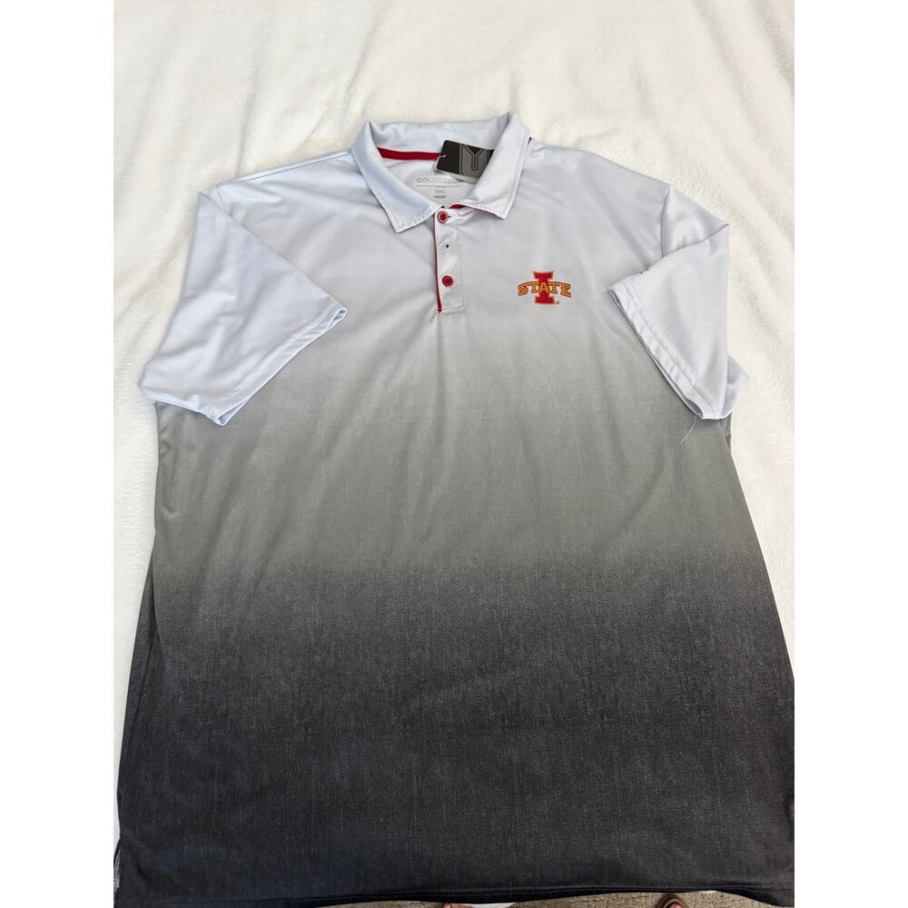 Iowa State Cyclones Ombre Performance Polo Shirt White Gray 3XL NWT  Big 12 NCAA